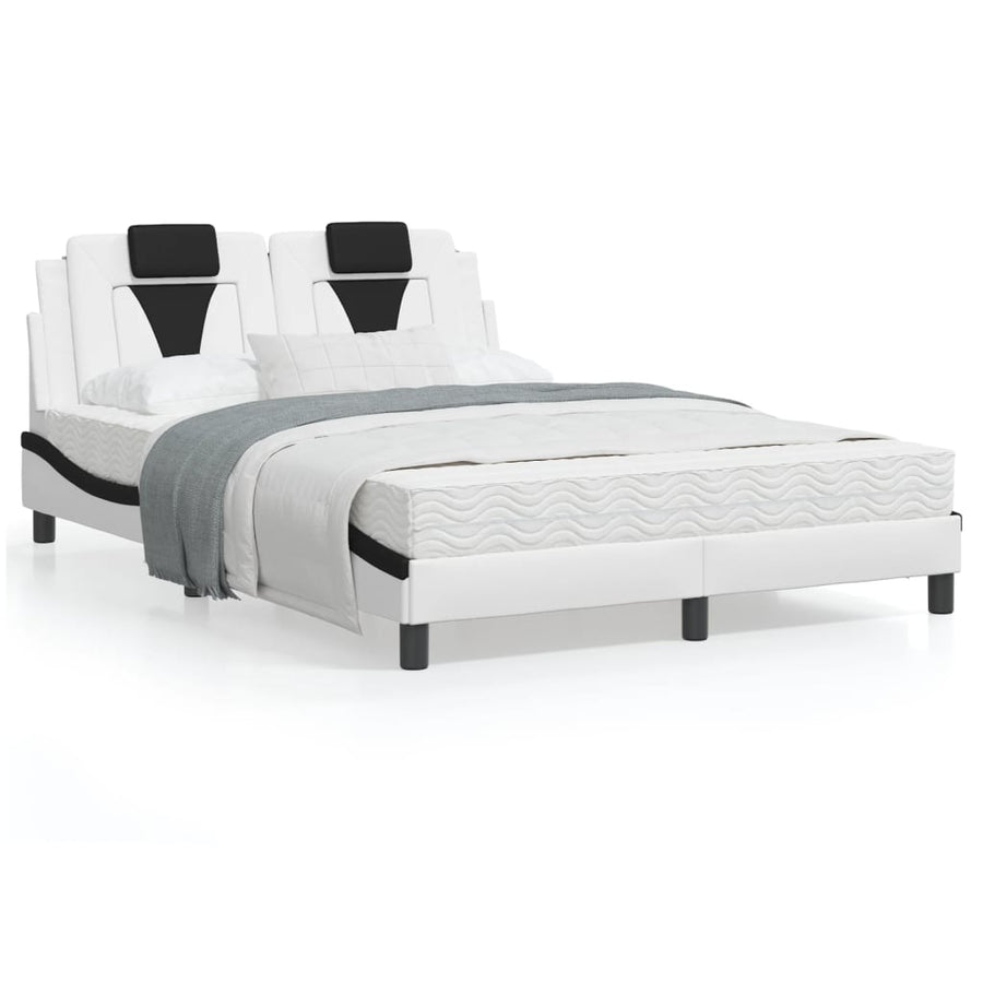 Bedframe Met Led-Verlichting Kunstleer Wit En Zwart 120X200 Cm