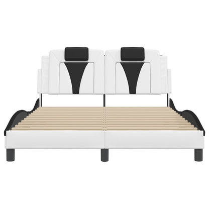 Bedframe Met Led-Verlichting Kunstleer Wit En Zwart 120X200 Cm