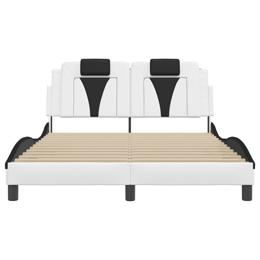 Bedframe Met Led-Verlichting Kunstleer Wit En Zwart 120X200 Cm