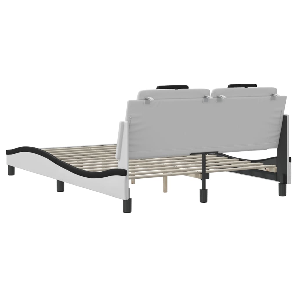 Bedframe Met Led-Verlichting Kunstleer Wit En Zwart 120X200 Cm