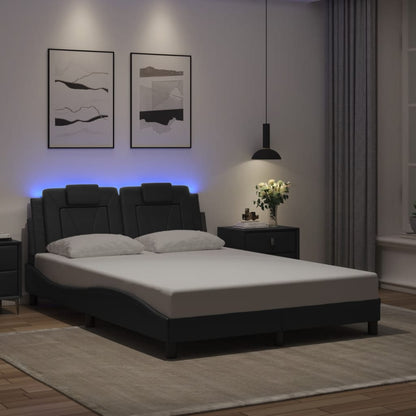 Bedframe met LED-verlichting kunstleer zwart 140x190 cm
