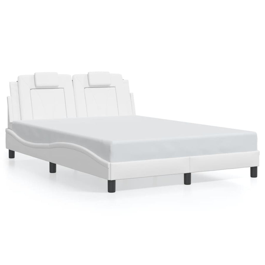 Bedframe met LED-verlichting kunstleer wit 140x190 cm