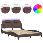 Bedframe 140x190 cm bruin kunstleer met LED