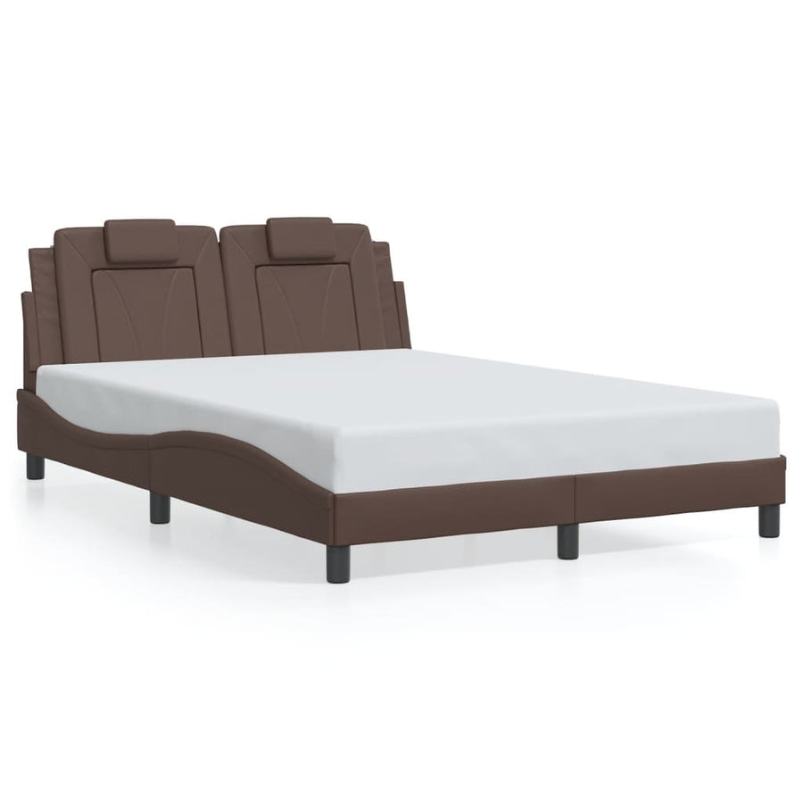 Bedframe met LED-verlichting kunstleer bruin 140x190 cm