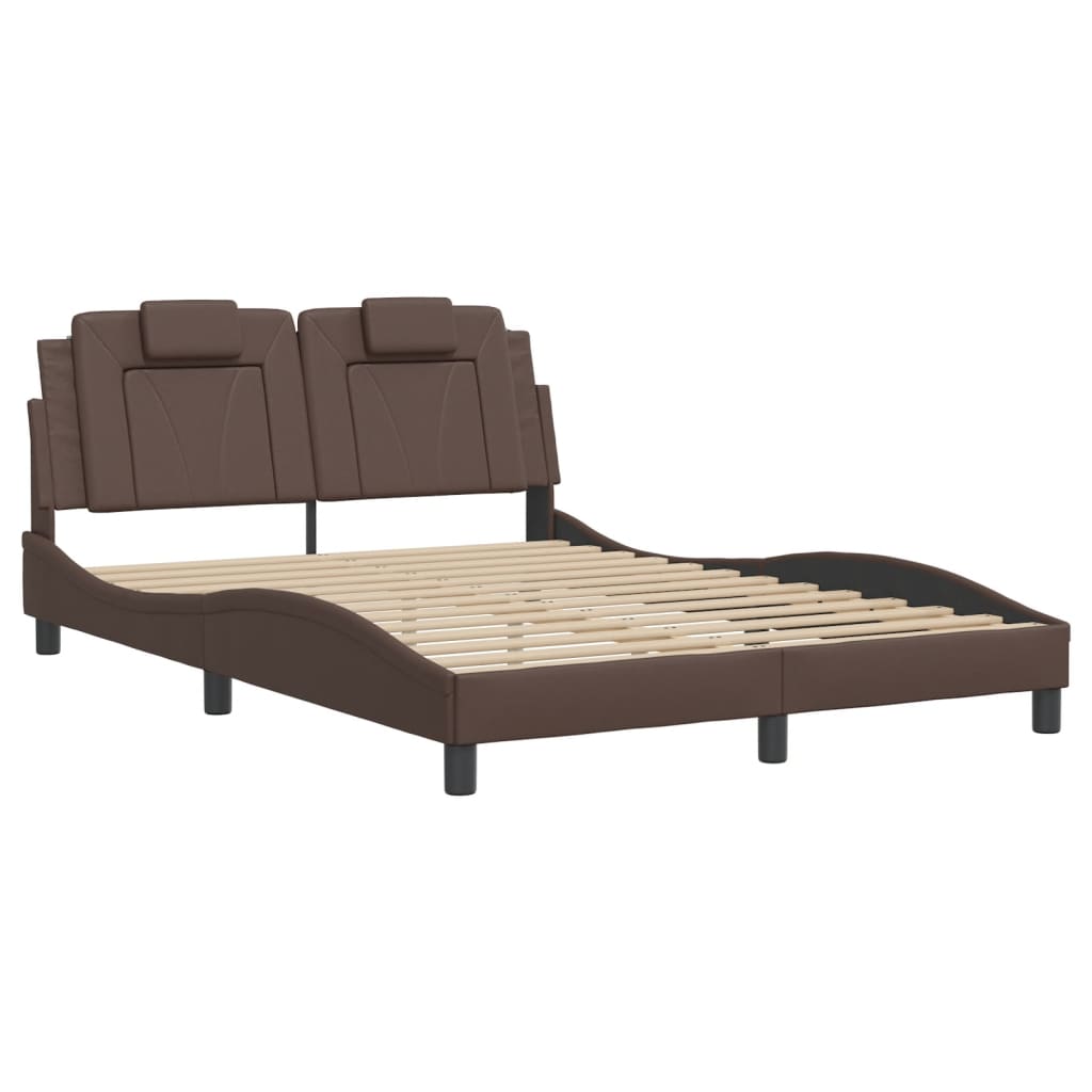 Bedframe met LED-verlichting kunstleer bruin 140x190 cm