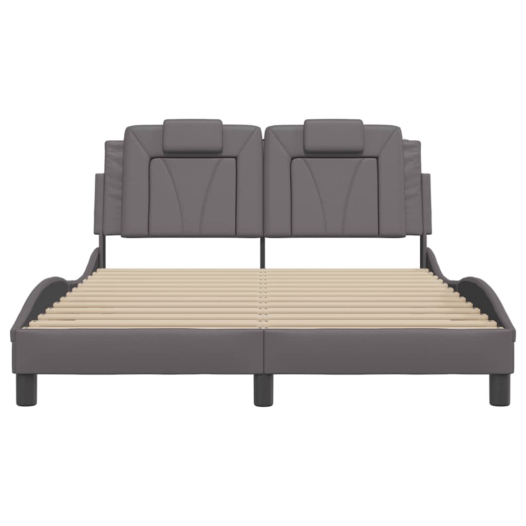 Bedframe met LED-verlichting kunstleer grijs 140x190 cm
