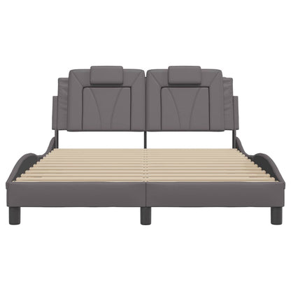 Bedframe met LED-verlichting kunstleer grijs 140x190 cm