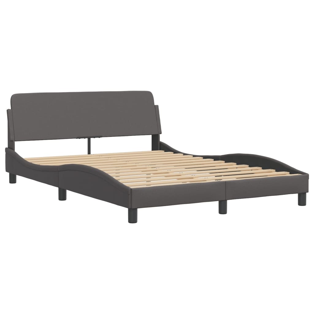 Bedframe met LED-verlichting kunstleer grijs 140x190 cm