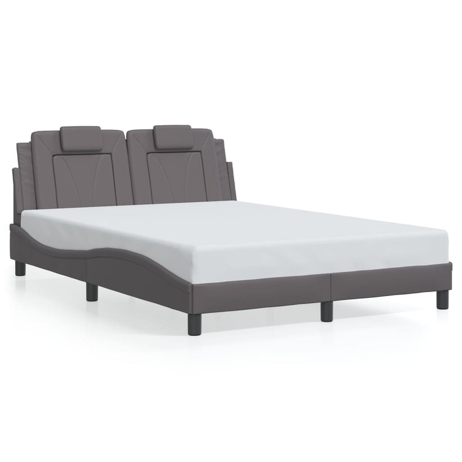Bedframe met LED-verlichting kunstleer grijs 140x190 cm