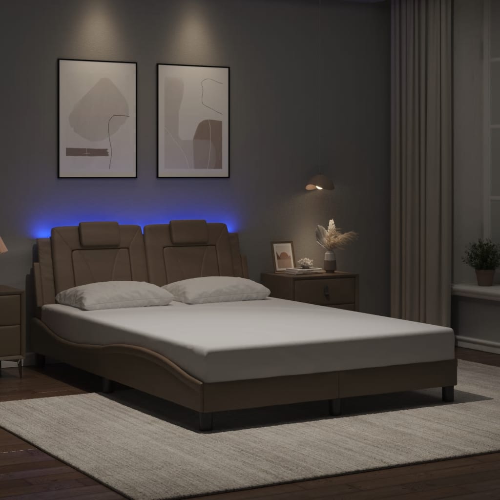 Bedframe "Viana" met LED zonder matras cappuccino 140x190 cm