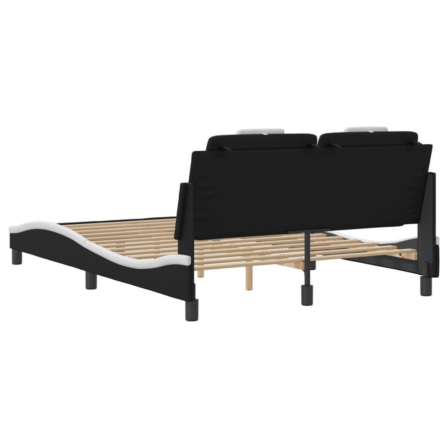 Bedframe met LED-verlichting kunstleer zwart en wit 140x190 cm