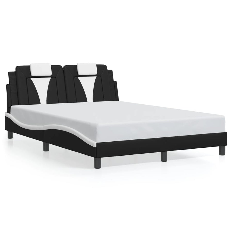 Bedframe met LED-verlichting kunstleer zwart en wit 140x190 cm