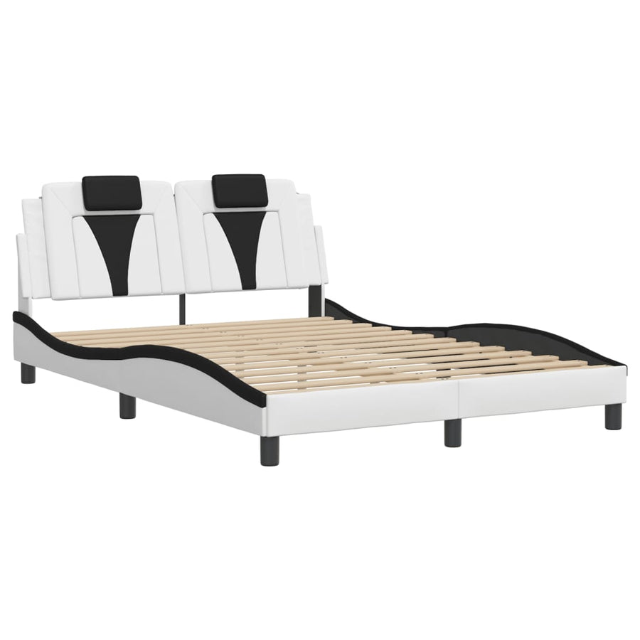 Bedframe met LED-verlichting kunstleer wit en zwart 140x190 cm