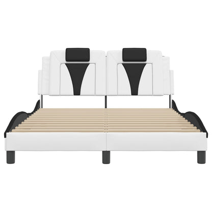 Bedframe met LED-verlichting kunstleer wit en zwart 140x190 cm