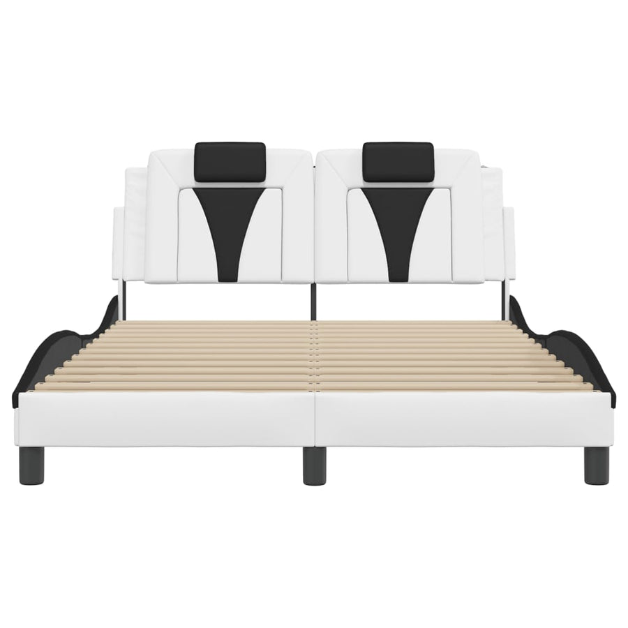Bedframe met LED-verlichting kunstleer wit en zwart 140x190 cm