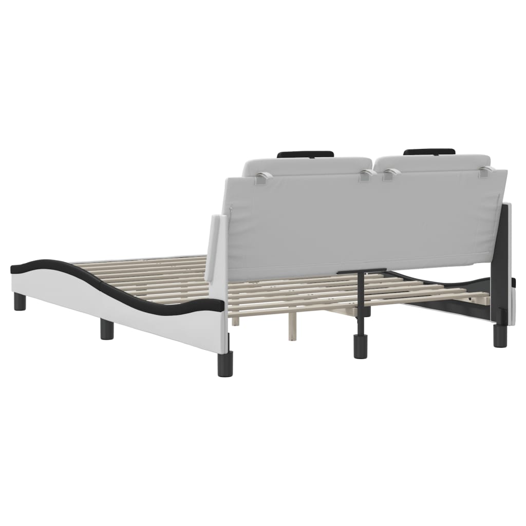 Bedframe met LED-verlichting kunstleer wit en zwart 140x190 cm