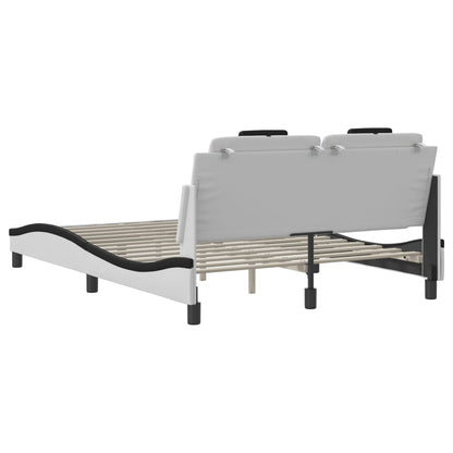 Bedframe met LED-verlichting kunstleer wit en zwart 140x190 cm