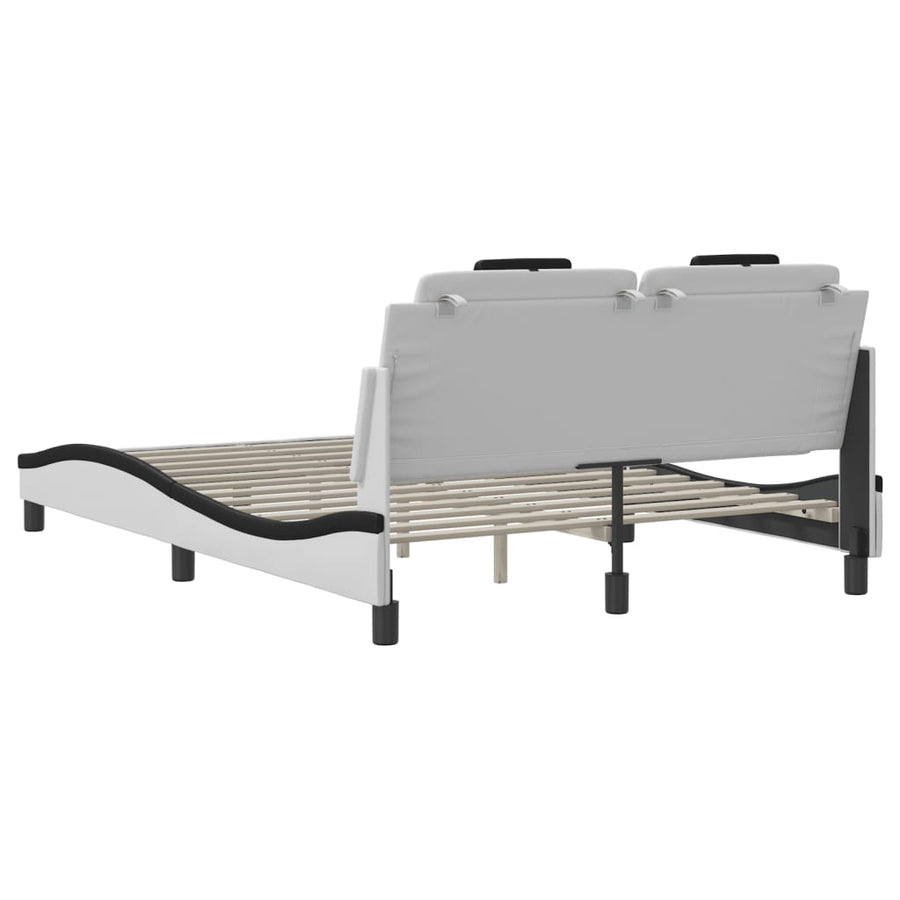 Bedframe met LED-verlichting kunstleer wit en zwart 140x190 cm