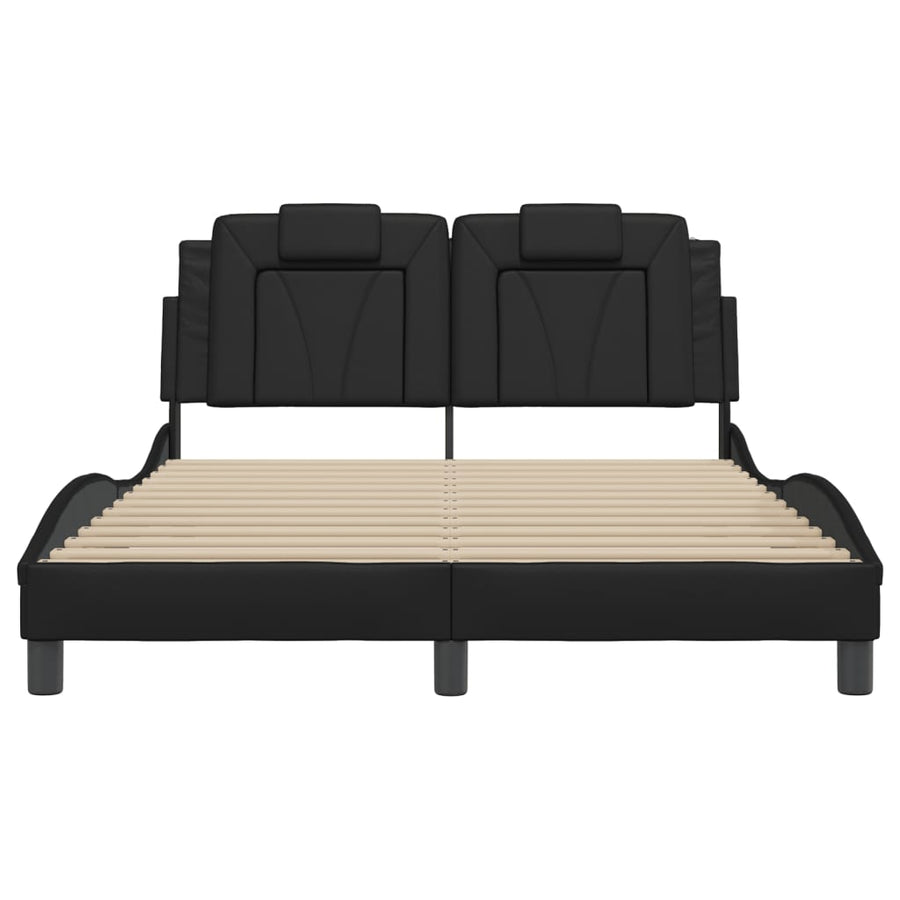 Bedframe met LED-verlichting kunstleer zwart 140x200 cm