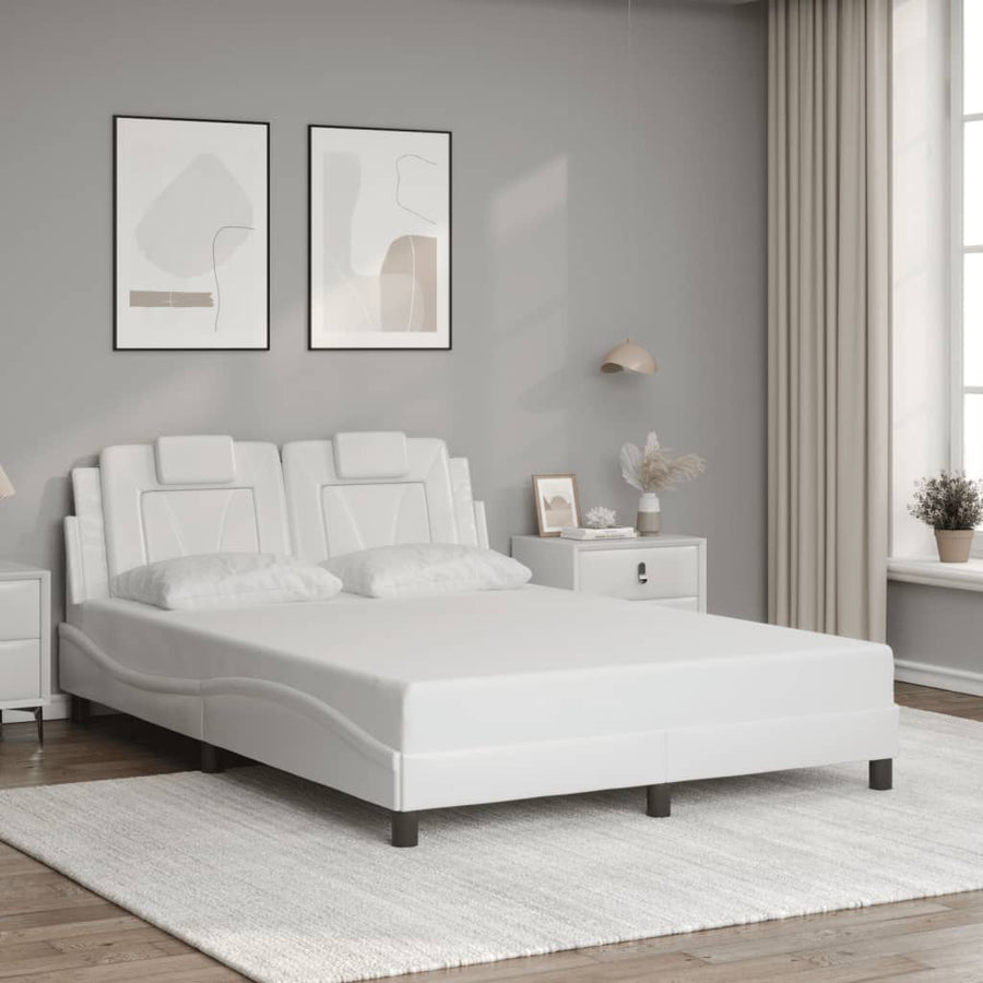 Bedframe met LED-verlichting kunstleer wit 140x200 cm