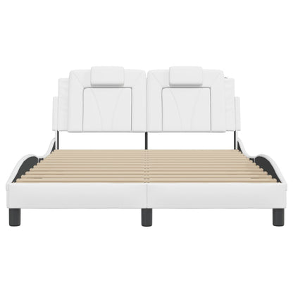 Bedframe met LED-verlichting kunstleer wit 140x200 cm
