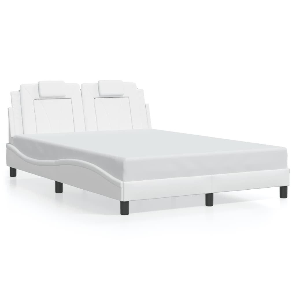 Bedframe met LED-verlichting kunstleer wit 140x200 cm