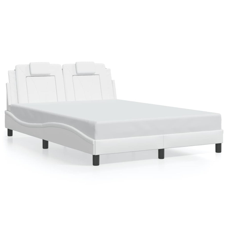 Bedframe met LED-verlichting kunstleer wit 140x200 cm
