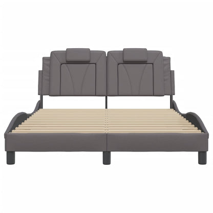 Bedframe met LED-verlichting kunstleer grijs 140x200 cm