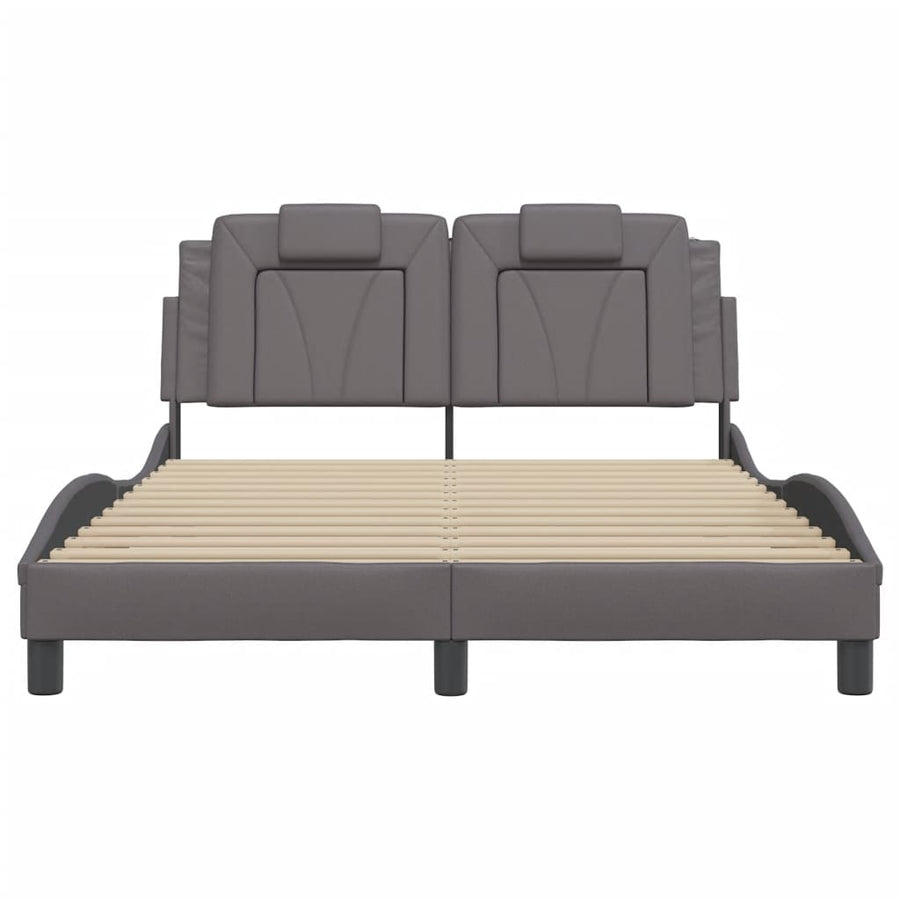 Bedframe met LED-verlichting kunstleer grijs 140x200 cm
