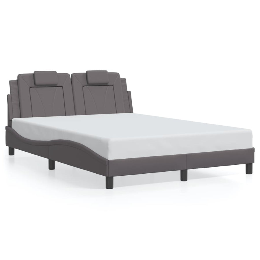 Bedframe met LED-verlichting kunstleer grijs 140x200 cm