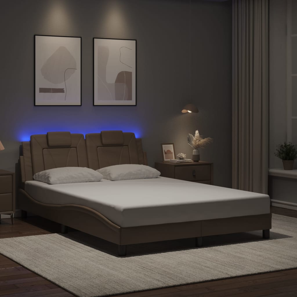 Bedframe "Viana" met LED zonder matras cappuccino 140x200 cm