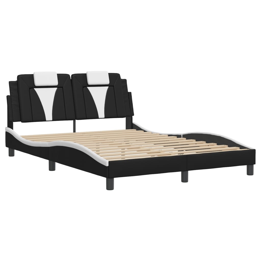 Bedframe met LED-verlichting kunstleer zwart en wit 140x200 cm