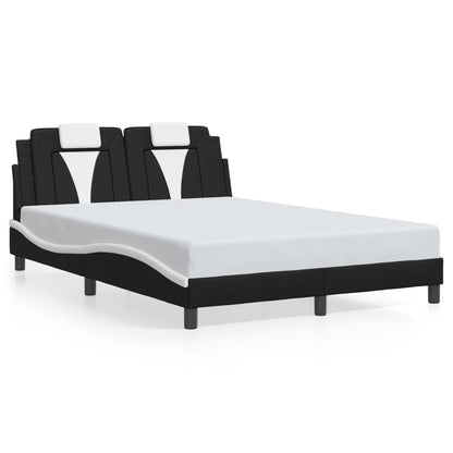 Bedframe met LED-verlichting kunstleer zwart en wit 140x200 cm