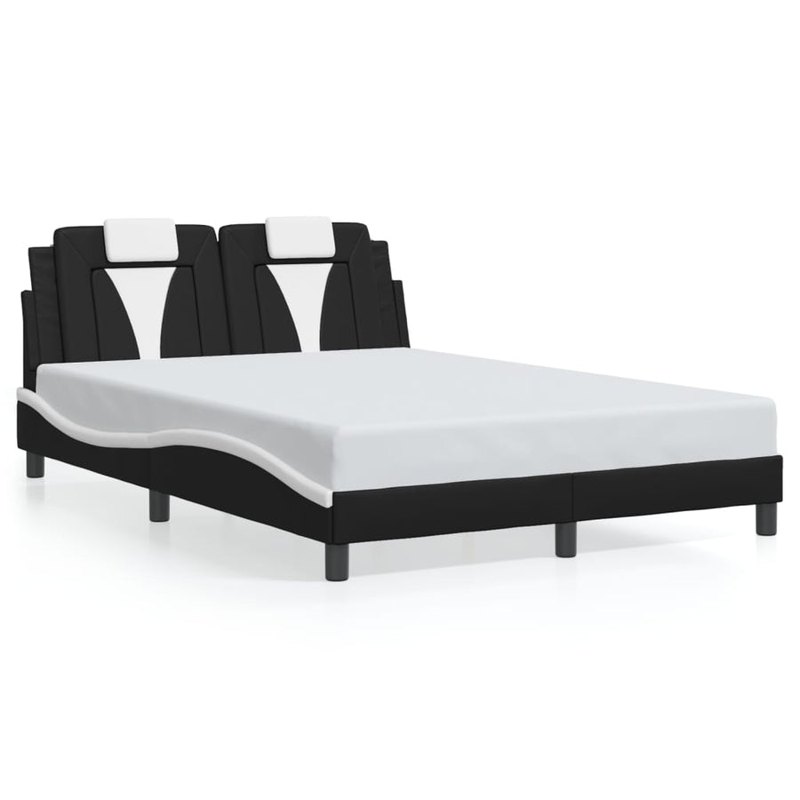 Bedframe met LED-verlichting kunstleer zwart en wit 140x200 cm