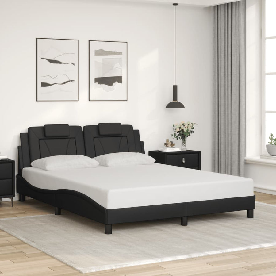 Bedframe met LED-verlichting kunstleer zwart 160x200 cm