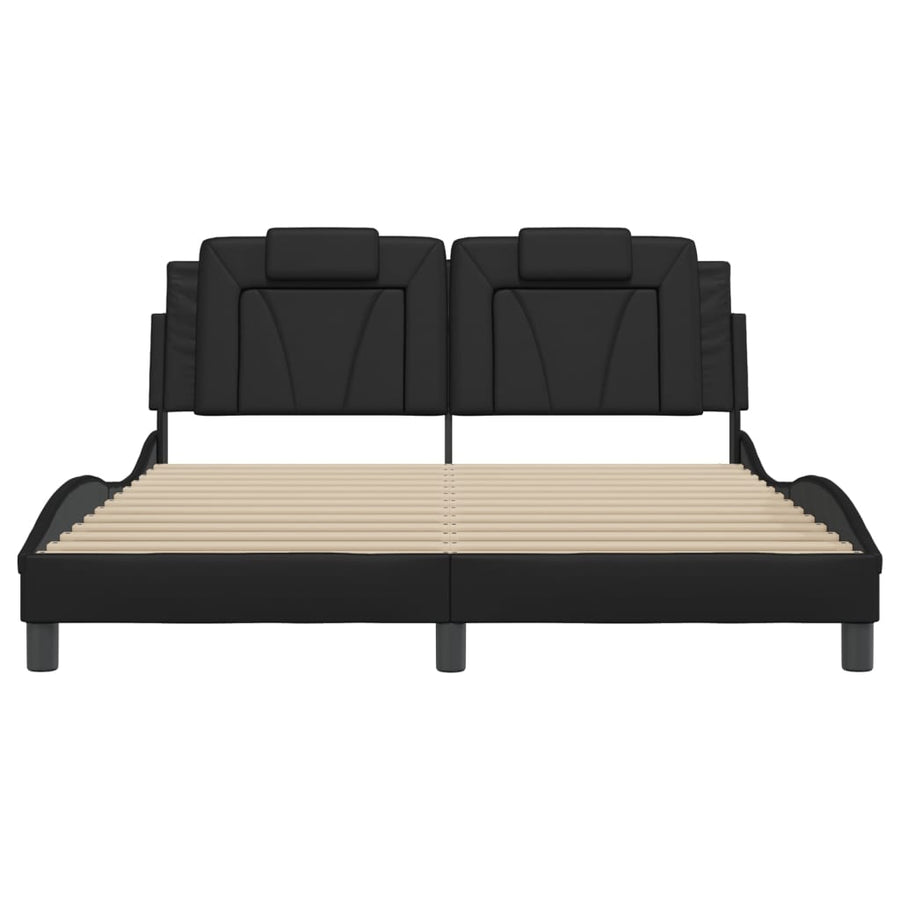 Bedframe met LED-verlichting kunstleer zwart 160x200 cm