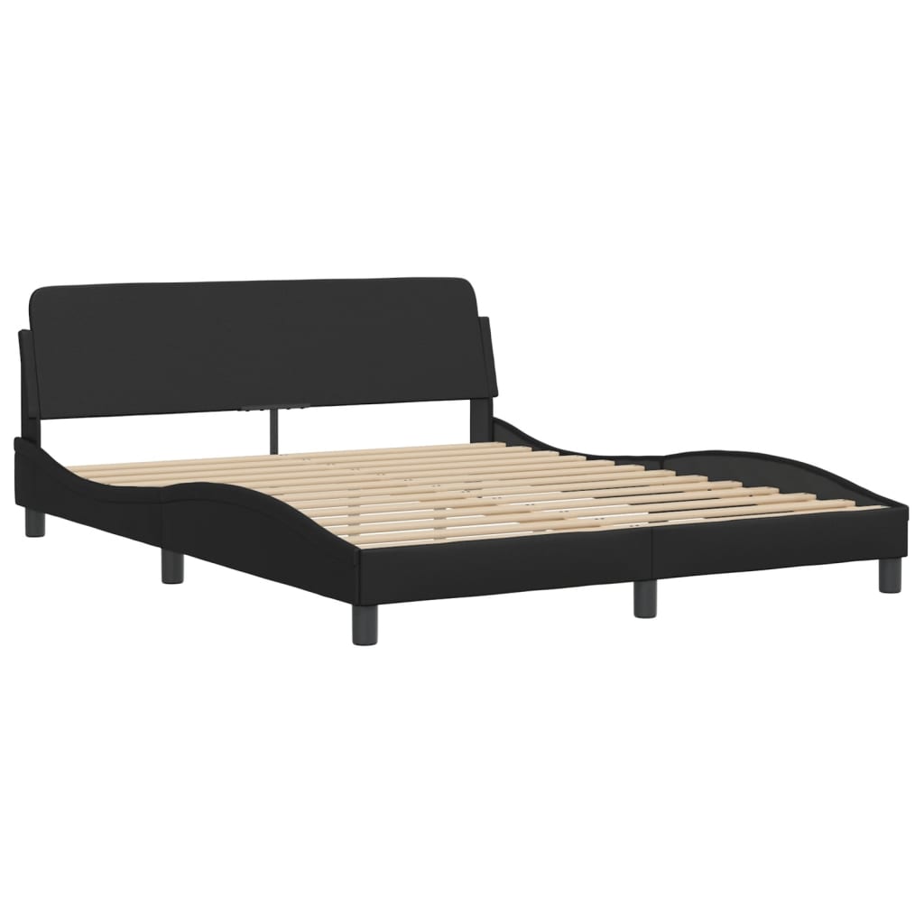 Bedframe met LED-verlichting kunstleer zwart 160x200 cm
