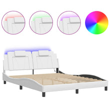 Bedframe met LED-verlichting kunstleer wit 160x200 cm