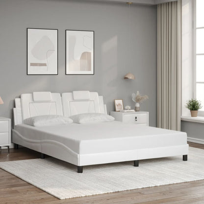 Bedframe met LED-verlichting kunstleer wit 160x200 cm