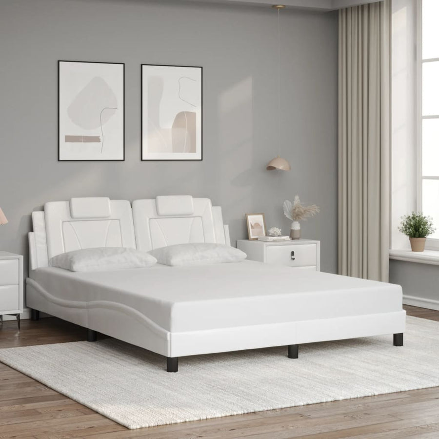 Bedframe met LED-verlichting kunstleer wit 160x200 cm