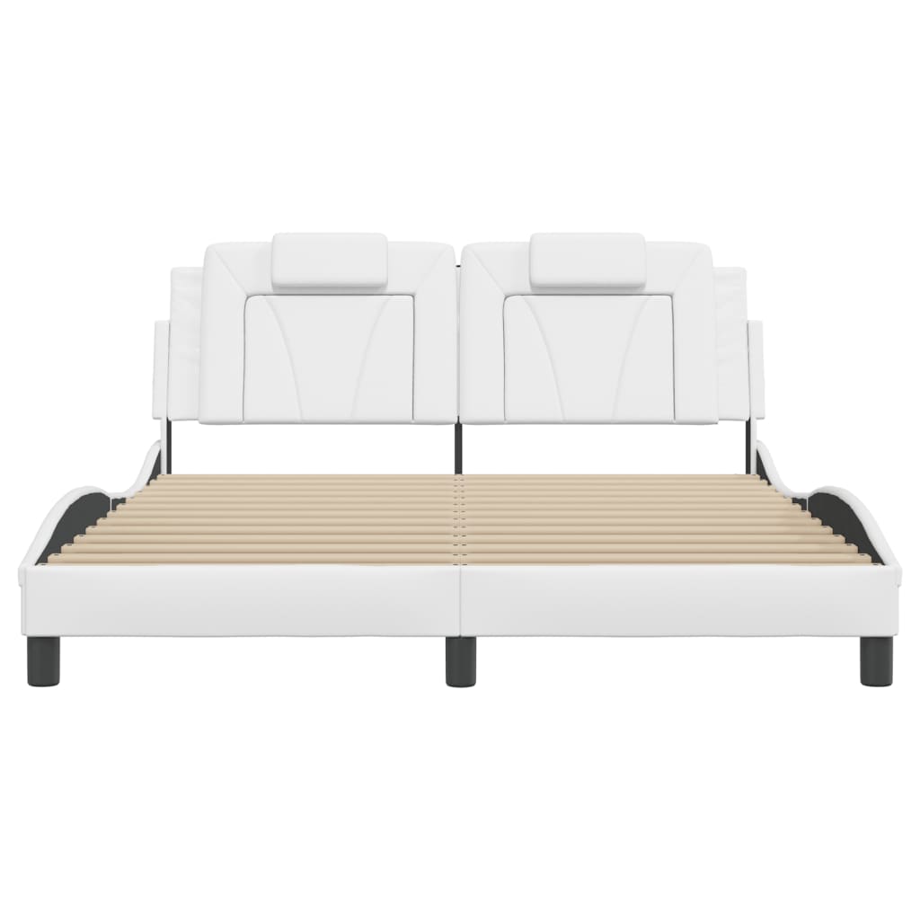 Bedframe met LED-verlichting kunstleer wit 160x200 cm