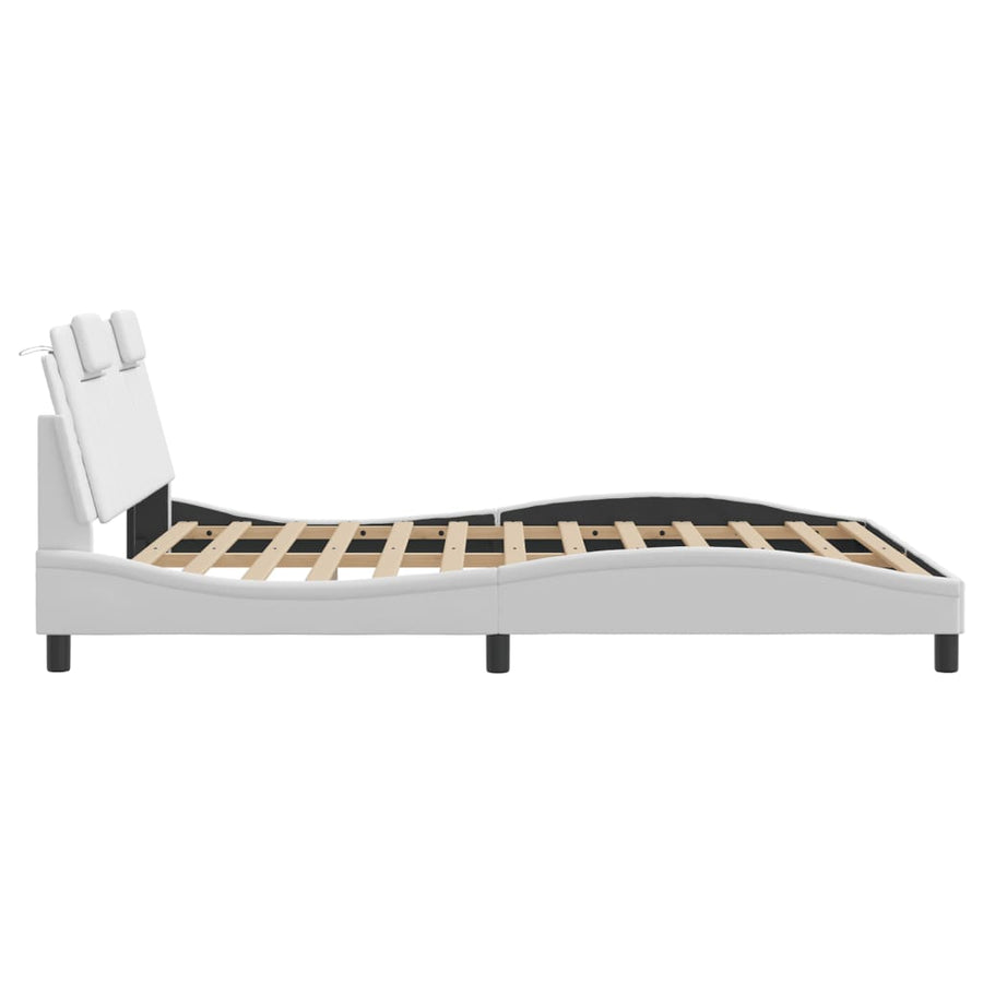 Bedframe met LED-verlichting kunstleer wit 160x200 cm