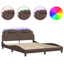 Bedframe met LED-verlichting kunstleer bruin 160x200 cm