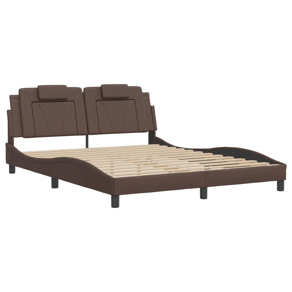 Bedframe met LED-verlichting kunstleer bruin 160x200 cm