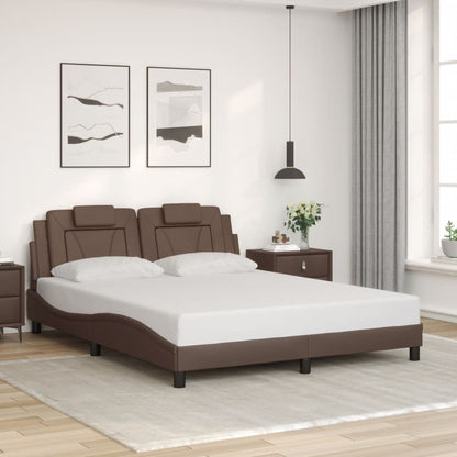 Bedframe met LED-verlichting kunstleer bruin 160x200 cm