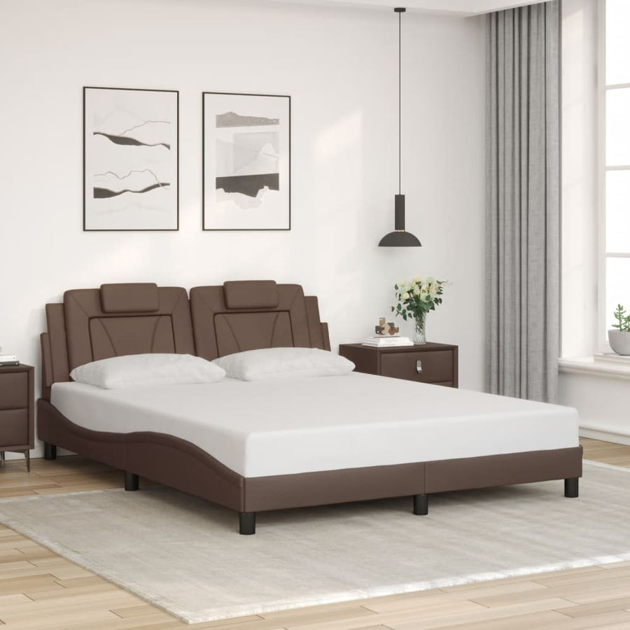 Bedframe met LED-verlichting kunstleer bruin 160x200 cm