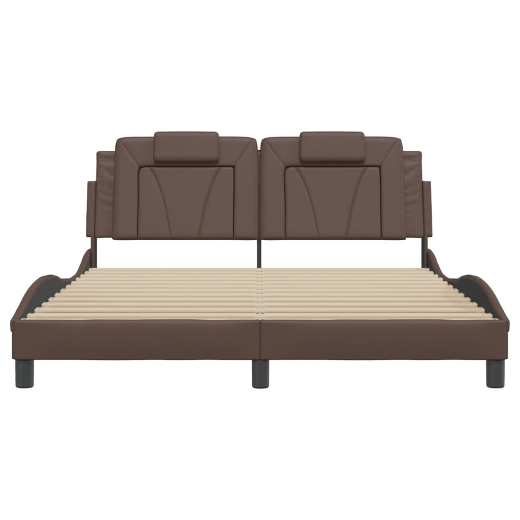 Bedframe met LED-verlichting kunstleer bruin 160x200 cm