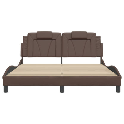 Bedframe met LED-verlichting kunstleer bruin 160x200 cm