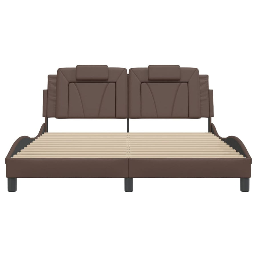 Bedframe met LED-verlichting kunstleer bruin 160x200 cm