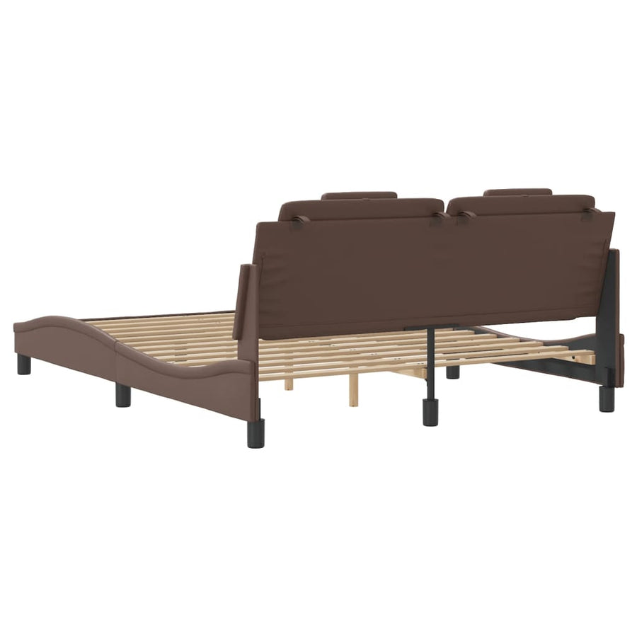 Bedframe met LED-verlichting kunstleer bruin 160x200 cm